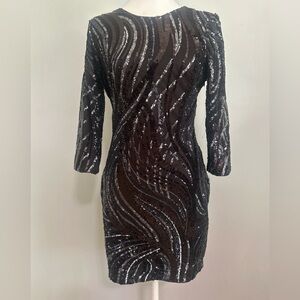 Espress Black Sequin Bodycon Cocktail Party Mini Dress Women’s Size 4